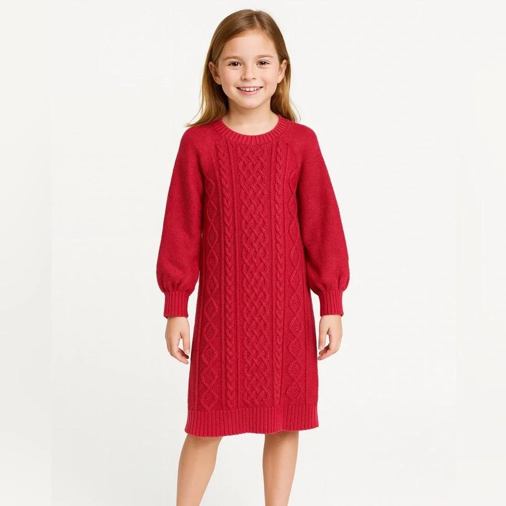 GAP Girls Red‎ Cable Knit Long Sleeve Sweater Dress
